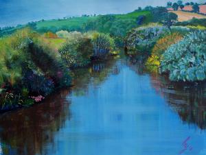 Dodging traffic in Devon - Painting The River Exe